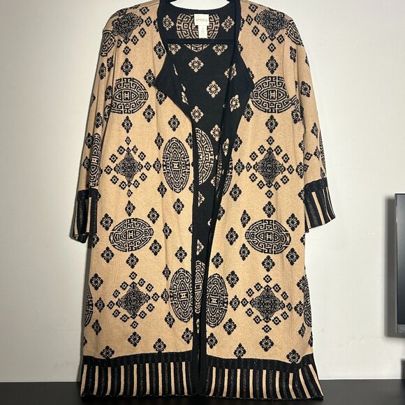 Chico's Petunia Placed-Pattern Cardigan Size 12/Large (Chico's 2) - Picture 6 of 16